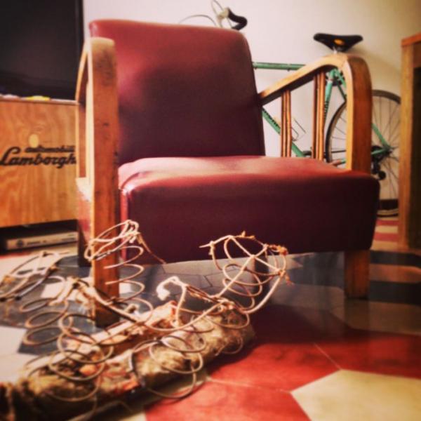 Coppia di poltrone imbottite anni '40